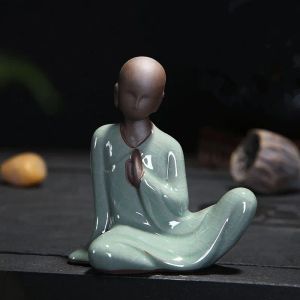 Sculptures Petites statues de Bouddha Tathagata Inde Yoga Mandala Sculptures en céramique Cérémonie du thé Ornements Cadeau Décoration d'intérieur Figurine de Moine