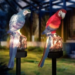 Sculpturen zonne -power led lichtvogel papegaai lamp met clip nachtlichten voor buitentuinpad ornament tuin lichte huis papegaai lichten