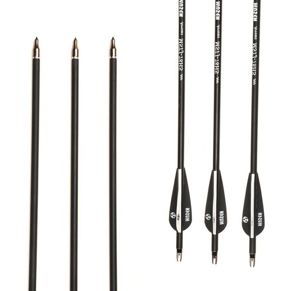 Sculptures Spine 500 Arrow en carbone 28/30/32 pouces de couleur noir et blanc flèche de carbone pour la chasse au tir à l'arc des arcs réapprovisionnels