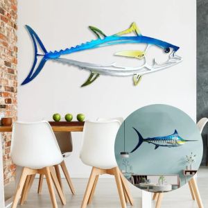 Sculpturen tonijn hanger decoratie shark metalen muur kunst decor, interieur huisdecoratie hangende ornament muurdecoratie nautisch decor