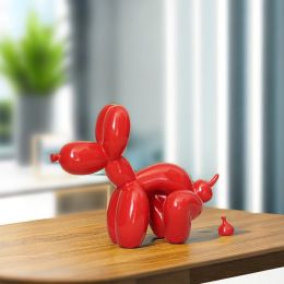 Sculpturen Vilead Funny Ballon Pooping Dog Sculptures Resin Pop Art Standbeeld Wit Rood Ornament Badkamer Huisdecoratie Accessoires Object
