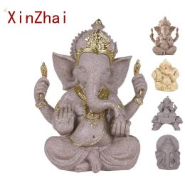 Sculptures VILEAD Grès Indien Ganesha Éléphant Dieu Statue Religieux Hindou ElephantHeaded Fengshui Bouddha Sculpture Décor À La Maison Artisanat
