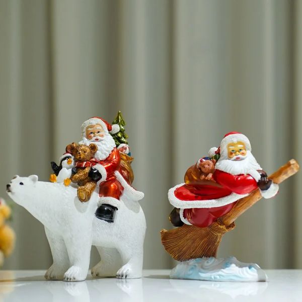 Sculptures Vilead Santa Claus Figures Collections pour décoration de Noël Accessoires de résine Doll Doll Intérieur salon Nouvel An cadeau
