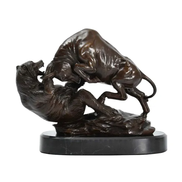 Sculptures Wall Street Chargeant Taureau et Ours VS Statue de Combat Sculpture Bronze Bourse Animal Antique Figurine Art Bureau Décor