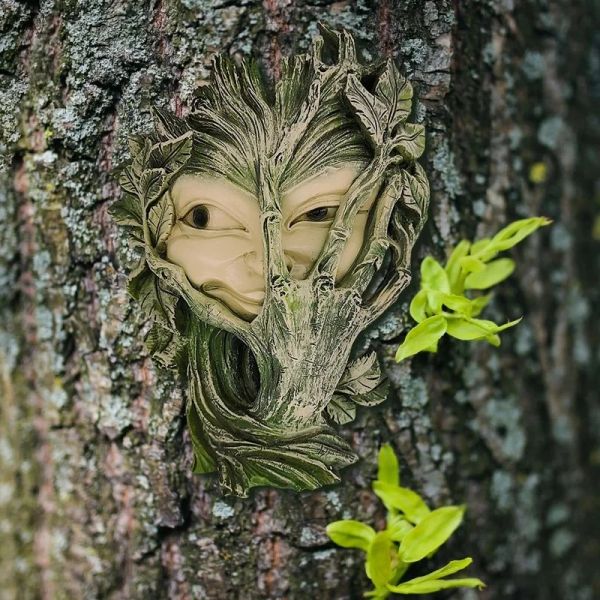 Sculptures de visage pour femmes, décor d'arbre en résine, Sculpture de jardin, Statue d'arbre à faire soi-même, décoration murale mystique, ornements