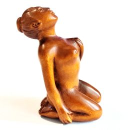 Sculptures Y8664 Netsuke en buis sculpté à la main de 5,1 cm : belle femme, dame, fille