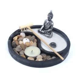 Sculptures yinyang taiji zen sable table méditation innovante images de bouddha bac à sable microlandscape résine ornements de bouddha statue