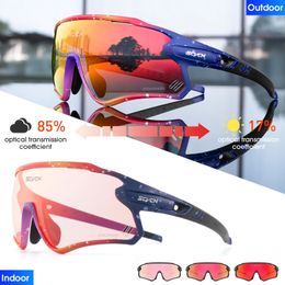 SCVCN rouge bleu pochromique lunettes de soleil vtt route cyclisme lunettes hommes femmes sport course lunettes UV400 vélo lunettes de vélo 240111