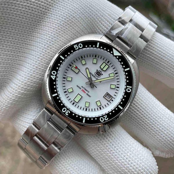 Sd1970 Steeldive Brand 44mm Men Nh35 Reloj de buceo con bisel de cerámica y esfera blanca rosa turquesa