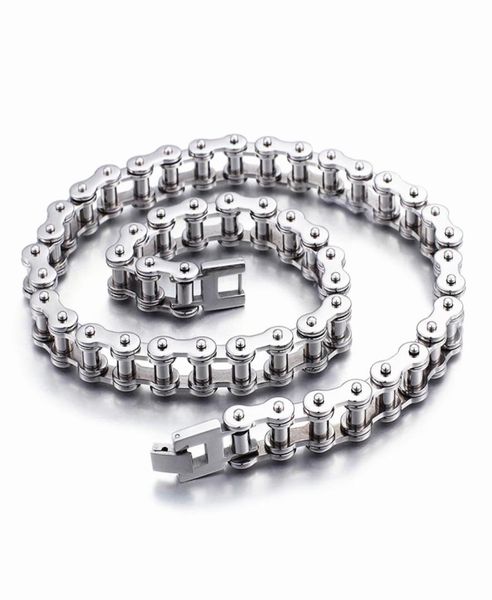 SDA Cool 316L Collier de chaîne de motard en acier inoxydable hommes Bijoux de chaîne de moto simple de 10 mm de large 8461766