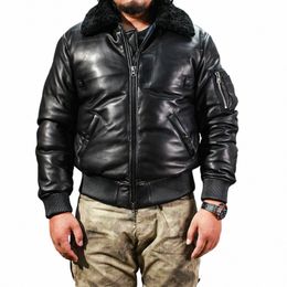 SDB15 Taille européenne de haute qualité super chaud véritable manteau en cuir de peau de mouton hommes grande veste décontractée b2IR #