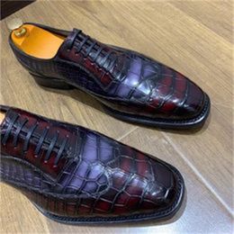 sDress Shoes Hsubu Crocosdile Leather Import Homme Psoisnted Trend Business