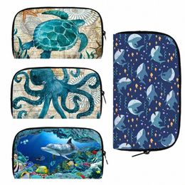 SEA Animal Turtle Shark Octopus Dolphin Femmes Portefeuille Men Bourse causale MEY CARTE COIN SAG PHE HOLDER LG Portefeuilles Sacs d'embrayage F2EE #