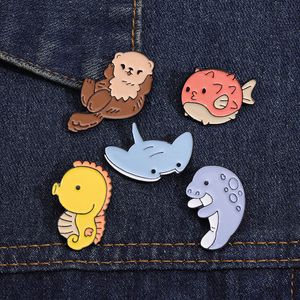 Zeedieren Creaturess Grappig Emaille Broche Pins Set Esthetische Leuke Reversbadges Coole Pins Voor Rugzakken Hoed Tas Kraag Diy Mode-sieraden Accessoires Groothandel