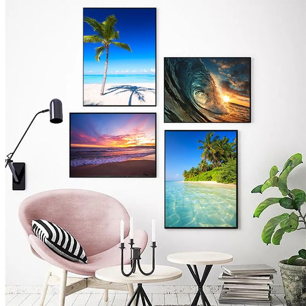 SEA PLACE ET COCOUTES TOUJOURS DANSCAPE PEINTURE APPOSTES MODERNES ET ART WALL PRINT POUR LA DÉCOR DE SALON CUADRO