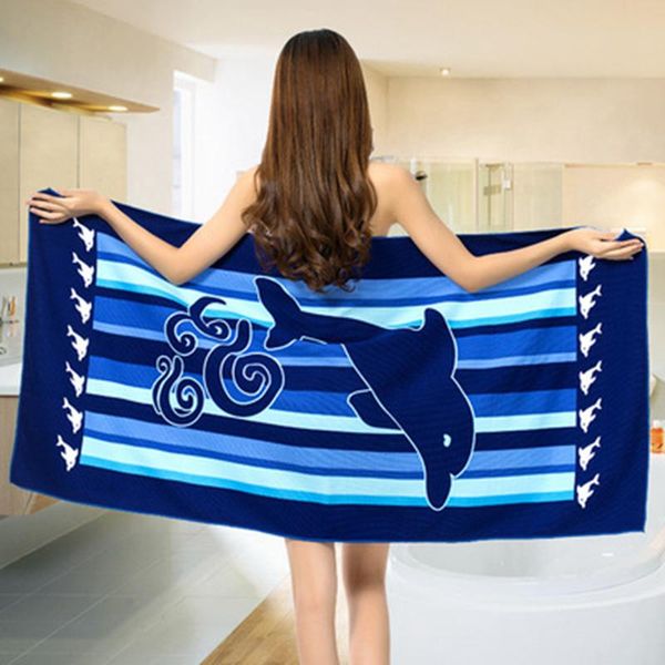 Serviette de bain en microfibre imprimé dauphin de mer, serviette de plage, de voyage, à la mode, à séchage rapide, pour salle de bain, 70x150 CM