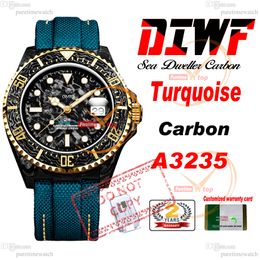 Dweller Sea Turquoise A3235 Automatic Mens Watch 43mm Diwf V3 jaune en or noir cadran en nylon vert Super édition même carte de série Puretime Reloj Hombre Ptrx