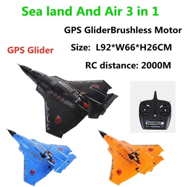 Sea-Land-Air 3 en 1 avions RC pour adultes 2.4 GHZ 6CH 3D Stunt RC Airplane PLUS avec GPS Gyro Auto Balance Avion télécommandé 240130