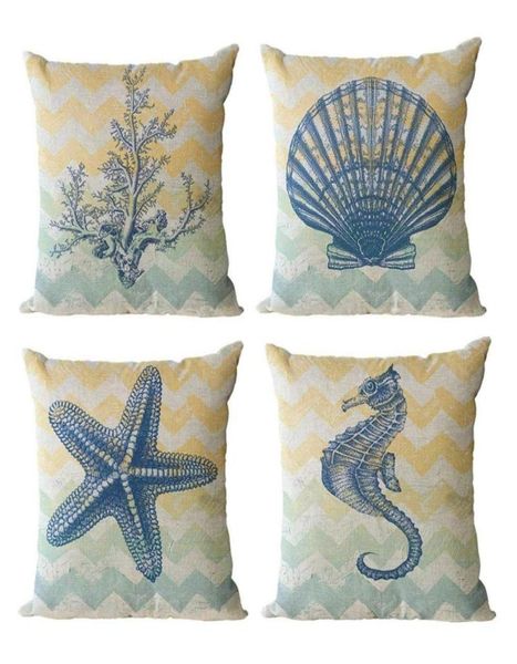 Housse de coussin paysage marin, taie d'oreiller décorative pour la plage, l'été, pour canapé, taie d'oreiller, décoration de la maison, ensemble de 4225n8504286