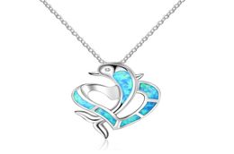 Bijoux de vie en mer de haute qualité Opale Dolphin Pendant Real 925 Collier pour femmes en argent sterling pour Gift6517014