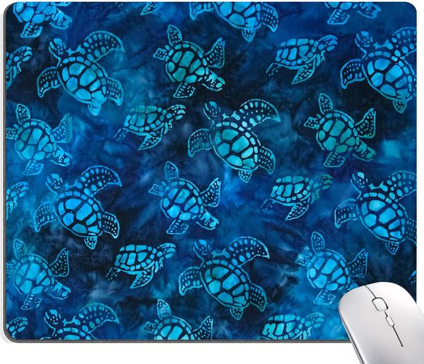 Tapis de souris tortue de mer Design personnalisé tapis de souris carré étanche Base en caoutchouc antidérapant tapis de souris 9.5x7.9x0.12 pouces