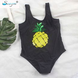 SEAGM Children For Brazilian Infantil Kids Swimsuits One Piece Girls Swimwear Gold Sequins Pineapple Swimsuit 21 L2405