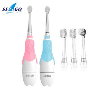 Seago Children Sonic Cepillo de dientes eléctrico Batería de energía Luz LED Temporizador inteligente Impermeable IPX7 Cabezal de cepillo reemplazable Dupont SG513