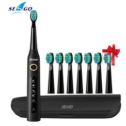 Seago Elektrische Sonische Tandenborstel 507 USB Oplaadbare Volwassenen Waterdichte Timer Elektronische Tandenborstels Vervangende Hoofden Voor Gift 240329