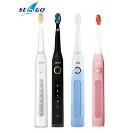 SEAGO Brosse à dents sonique rechargeable SG-507 Brosse à dents électrique sonique pour adulte, minuterie de 2 minutes, 5 modes de brossage, nettoyage blanchissant 240127
