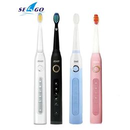 SEAGO Brosse à dents sonique rechargeable SG-507 Brosse à dents électrique sonique pour adulte, minuterie de 2 minutes, 5 modes de brossage, nettoyage blanchissant240325