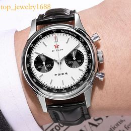 Seakoss Panda 1963 Chronograph Mécanique Mouvement de montre-bracelet pour hommes ST1901 Géros de greffe de 40 mm Super Luminal Sapphire Pilot Watches