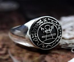 Sceau de Salomon Seal Ring Magic Runes 316L Signet en acier inoxydable Anneaux Pagan Bijoux d'amulette Taille 8139583103