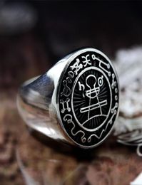 Sceau de Salomon Seal Ring Magic Runes 316L Signet en acier inoxydable Anneaux Pagan Bijoux d'amulette Taille 8133916675