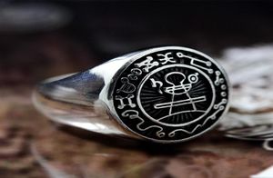 Sceau de Salomon Seal Ring Magic Runes 316L Signet en acier inoxydable Anneaux Pagan Bijoux d'amulette Taille 8136277358