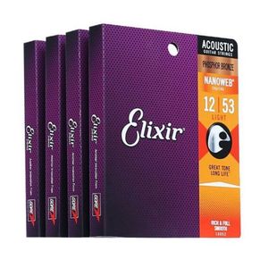 6 unids/set Elixir cuerdas de guitarra acústica música alambre fósforo bronce sombra 12002,12052,12000,11002,11025,11027,11052,16002,16027,16052,16102,16077,14077, ect