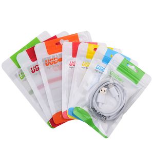 Paquetes de cajas de teléfono celular ploybag de plástico transparente para cargador de coche de cable usb embalaje bolsa con cierre de cremallera