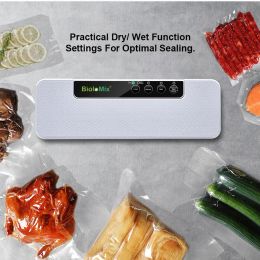 Sealers Automatische vacuümafdichter natte of droge voedselbesparing verpakkingsmachine met 10 stks gratis zakken voor sous vide wit/zwart, biolomix