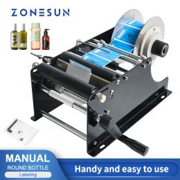 Sealers Zonesun Label Applicator Ronde fles etikettering Machine Wijn Beer Jar Adhesive Sticker Labeler Flessen Verpakkingsapparatuur ZS50