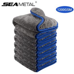 Seametal 1200GSM MicroFiber Car Wash -handdoek 40x40cm Coral Fleece Auto -reiniging handdoeken Dikke absorberende droogdoek wassen