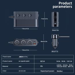 Splateur de cigarette Séamètre 128W Adaptateur de chargeur de voiture QC 3.0 CHARGE 12V / 24V 4 ports PD USB Pobite de charge rapide pour iPhone Xiaomi