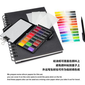 SEAMIART 24COLOR COOLS COHEM MEMO PAD SOLIDE PEINTURE A WATERCOLOR SET AVEC 1PC PEINTURE MÉTAL