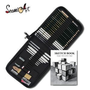 Seamiart-Juego de bocetos de pintura profesional, 36 Uds., con lápices de carbón, bolsa de lona 6H-12B, herramientas de dibujo para proveedores de arte 240122