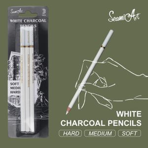 Seamiart 3pcs White Softmediumhard Charcoal crayon pour croquis en carbone stylo outils d'art de bureau