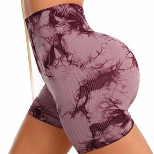 Seaml Hoge Taille Sport Shorts Biker Fitn Yoga Tie Dye Hoge Legging Workout Hardlopen Vrouwen Scrunch Butt Booty GYM Shorts b1PY #