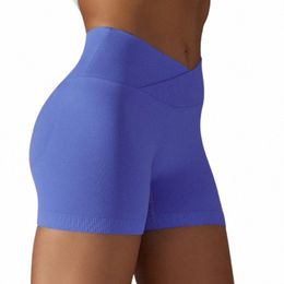 Seaml Yogo Shorts Vrouwen Hoge Taille Cott Sport Korte Fi Butt Lift Stretch Fitn Workout Jogging Solid Shorts w6gD #