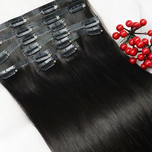 Naadloze clip in haarverlenging Recht ruw maagdelijk menselijk haar Braziliaans haar Peruaans haar Maleisisch haar Indiaas haar