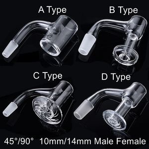 4 tipos accesorios sin fumar sin costuras de soldadura de soldadura cuarzo banger terp terp slurper borde biselado 10 mm 14 mm Junta masculina 45 90 grados OD 20 mm