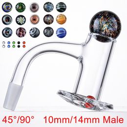 Accesorios para fumar Banger de cuarzo de soldadura completa sin costuras 10 mm 14 mm Junta macho 45ﾰ 90ﾰ Licuadora de borde biselado Spin Banger Nail con tapa de perlas de rubí para plataformas de aceite Dab