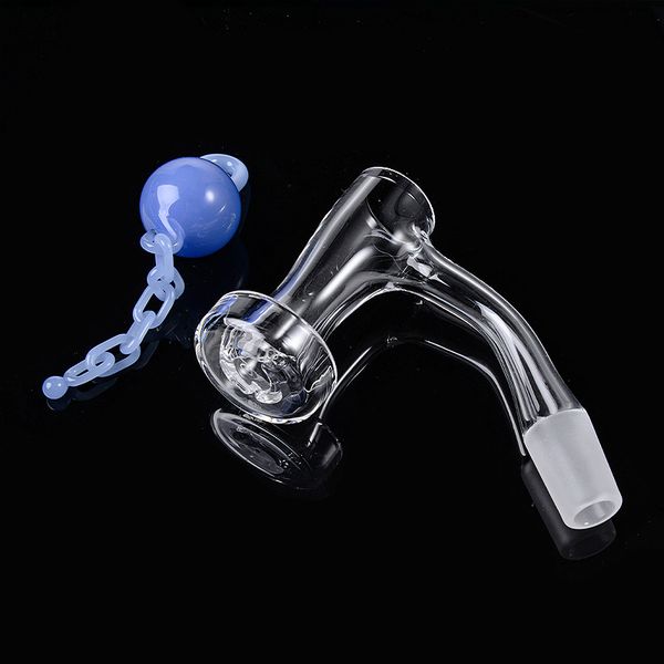 Soule entièrement entièrement soudante fumeurs AEECSSURES avec des chaînes en marbre en verre uniques CAP QUARTZ BANGER Nail 10 mm 14 mm mâle 45 90 degrés FWQB17