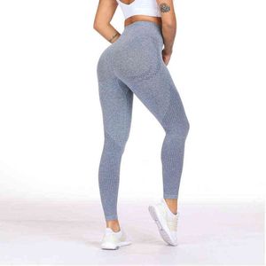 Leggings de gymnastique taille haute sans couture Push Up Leggins Sport femmes collants de Compression Fitness course Yoga pantalon énergie Leggings H1221